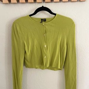 Lime green cropped button cardigan